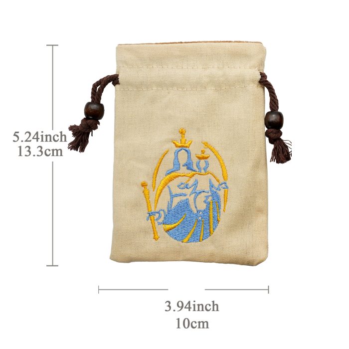 念珠包-刺绣抽拉绳-米黄色-进教之佑-13.3x10cm Catholic religious art