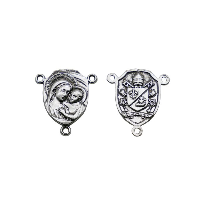 DIY三通-善导圣母-良十四世牧徽-金色/银色-1.87x1.4cm Catholic religious art