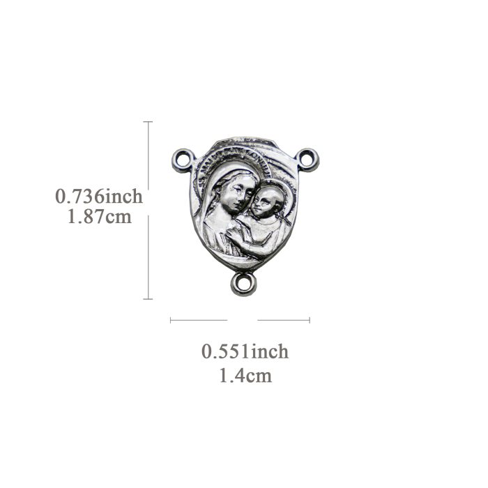 DIY三通-善导圣母-良十四世牧徽-金色/银色-1.87x1.4cm Catholic religious art