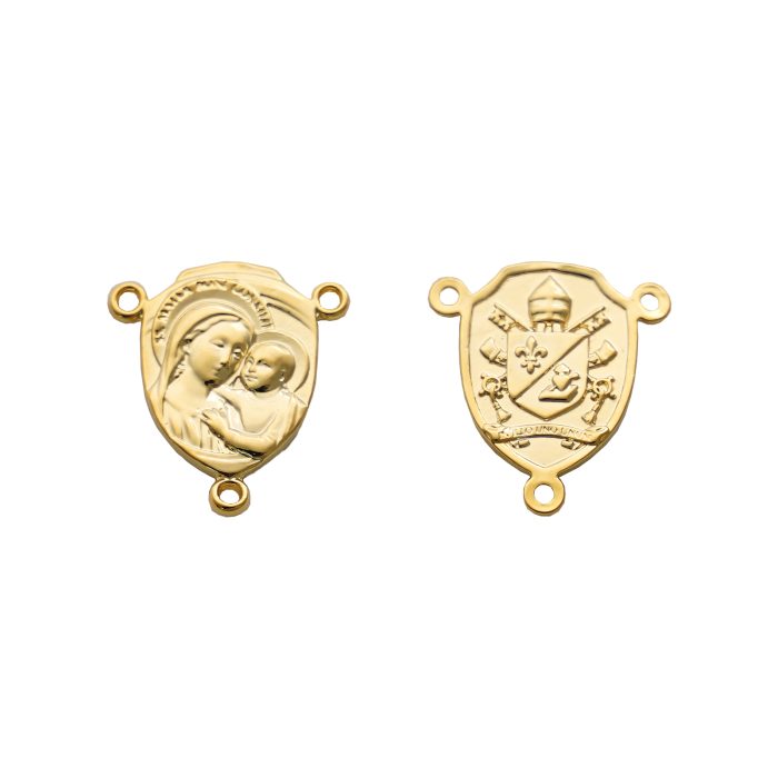 DIY三通-善导圣母-良十四世牧徽-金色/银色-1.87x1.4cm Catholic religious art