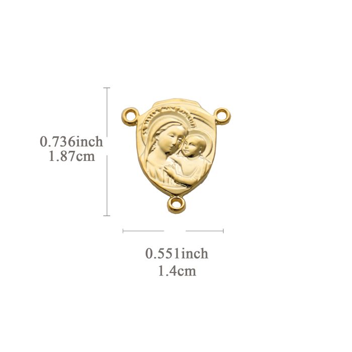 DIY三通-善导圣母-良十四世牧徽-金色/银色-1.87x1.4cm Catholic religious art