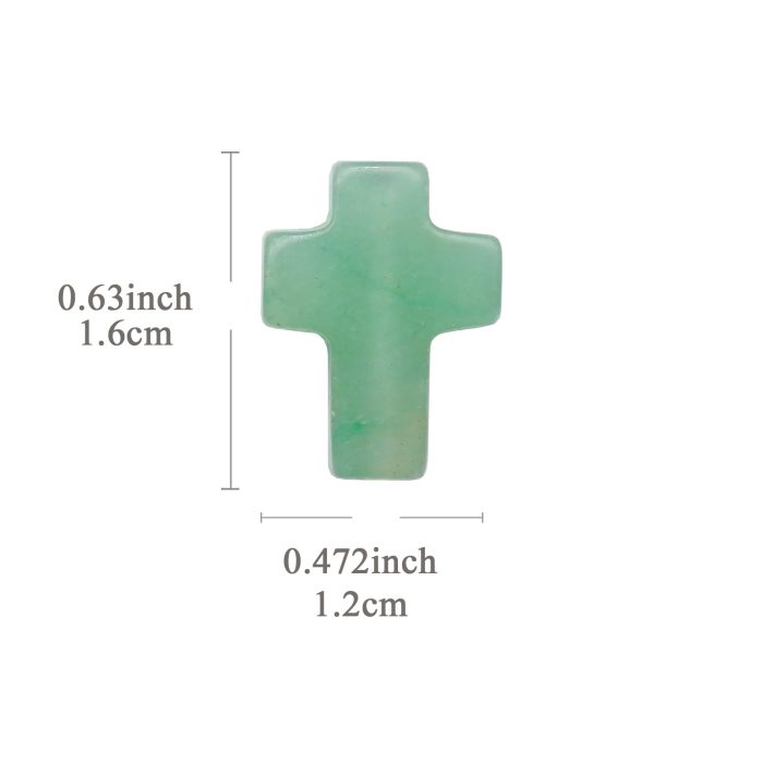 DIY双通-十字架-绿东陵-1.6x1.2cm Catholic religious art