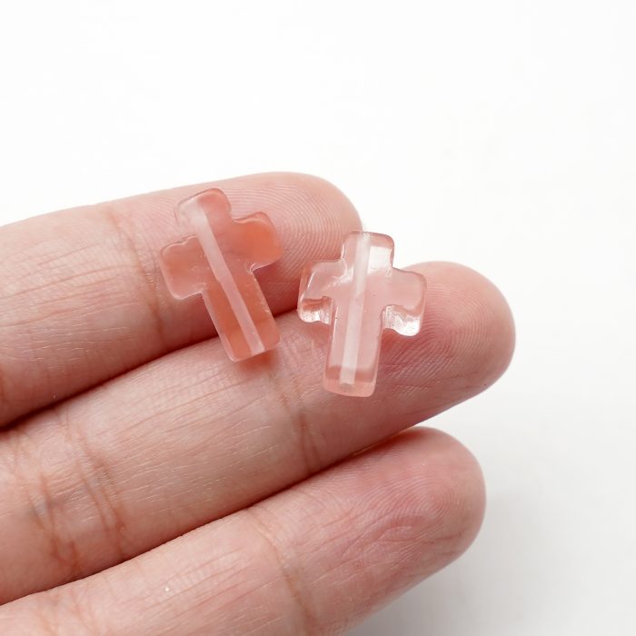 DIY双通-十字架-西瓜红-1.6x1.2cm Catholic religious art