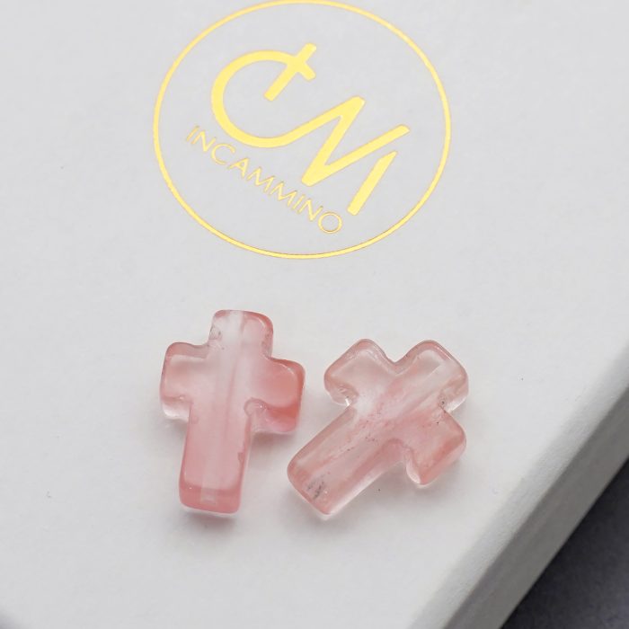 DIY双通-十字架-西瓜红-1.6x1.2cm Catholic religious art