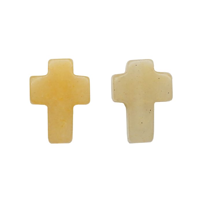 DIY双通-十字架-黄玉-1.6x1.2cm Catholic religious art