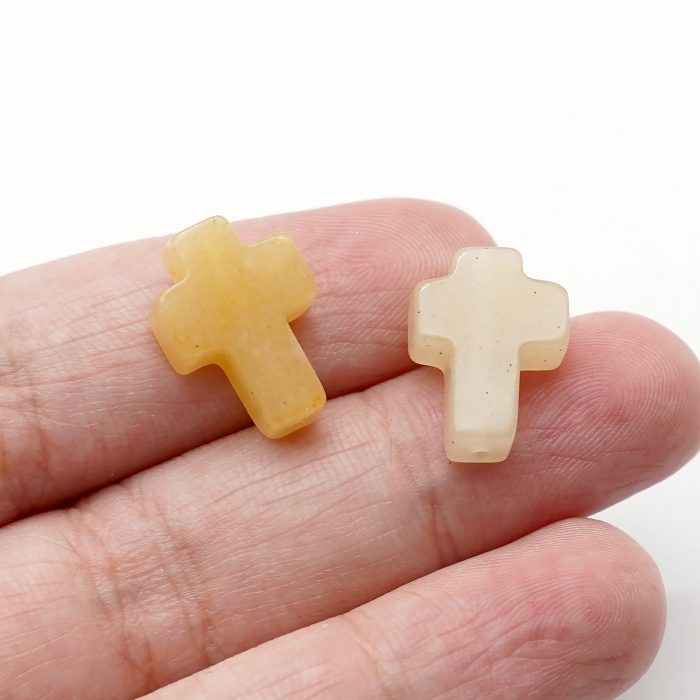 DIY双通-十字架-黄玉-1.6x1.2cm Catholic religious art