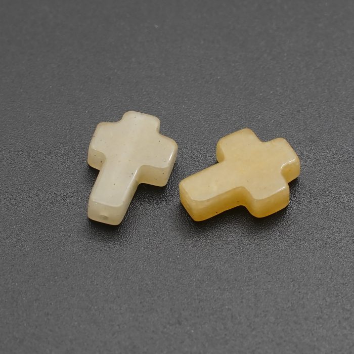 DIY双通-十字架-黄玉-1.6x1.2cm Catholic religious art