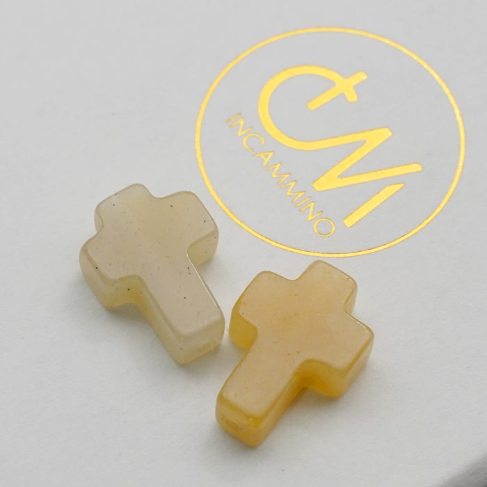 DIY双通-十字架-黄玉-1.6x1.2cm Catholic religious art