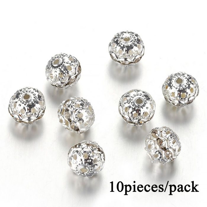 DIY隔珠-镂空花球-带钻-银色-6mm-10个/包 Catholic religious art