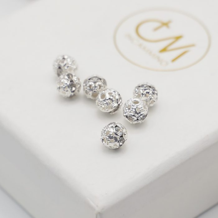 DIY隔珠-镂空花球-带钻-银色-6mm-10个/包 Catholic religious art