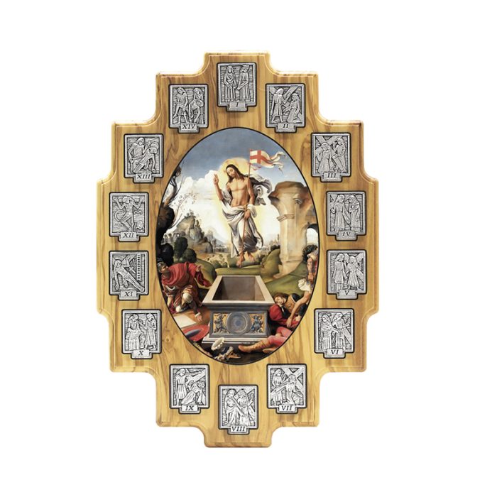 橄榄木挂件-苦路-合金牌-第十五处图案-25x18cm Catholic religious art