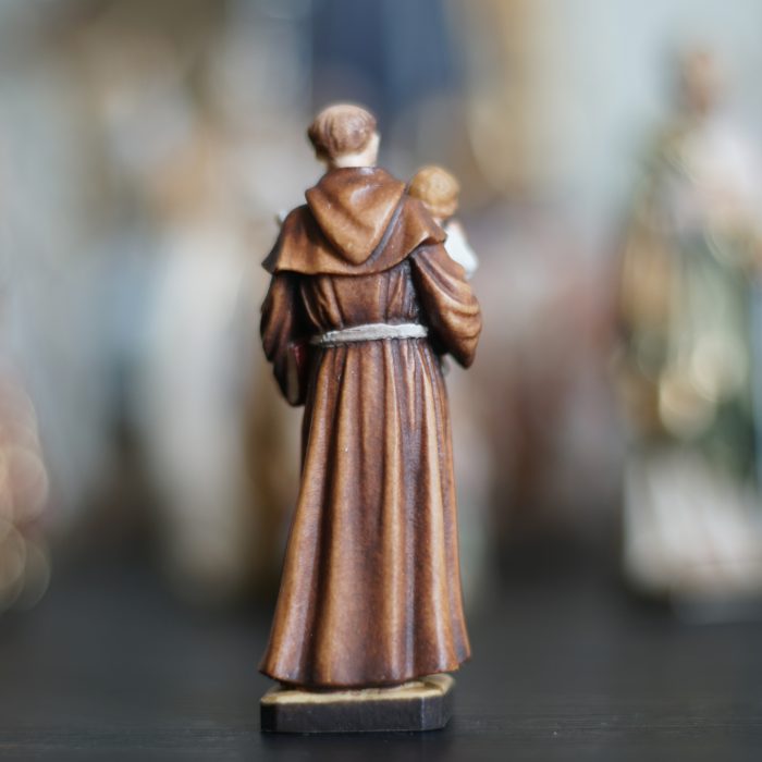 【现货】木雕- 圣安多尼抱耶稣-彩色 Catholic religious art