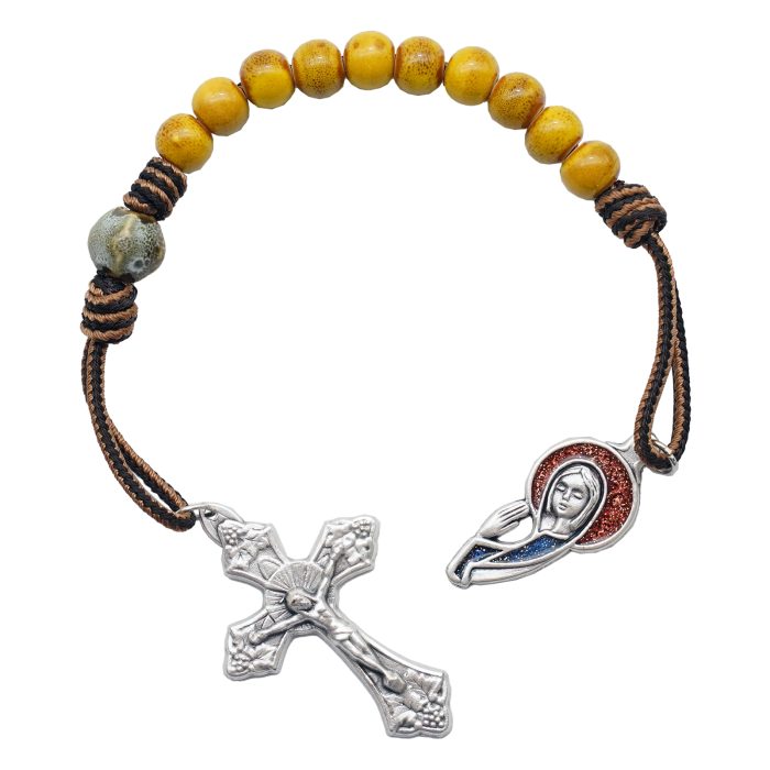 一端念珠-国风-圣母-陶瓷花釉圆珠-多种颜色-绳编原创-8mm Catholic religious art