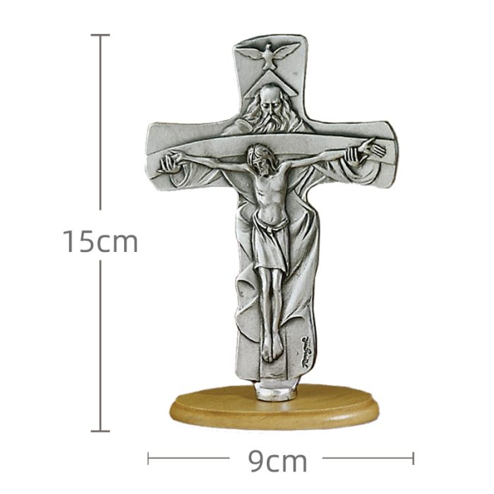 十字架-天主圣三-锌合金-氧化处理带底座-15.5x9cm Catholic religious art
