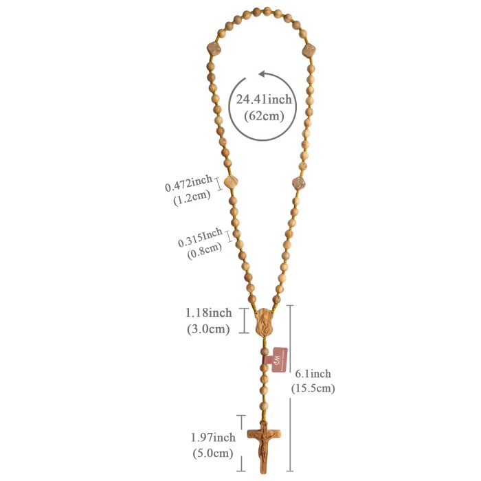 玫瑰念珠-万福圣母-橄榄木-绳编-8mm-珠送念珠包 Catholic religious art