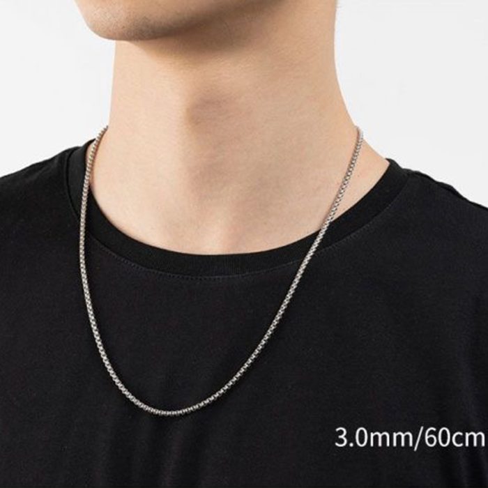 3.0银色方珍珠钛钢链 Catholic religious art