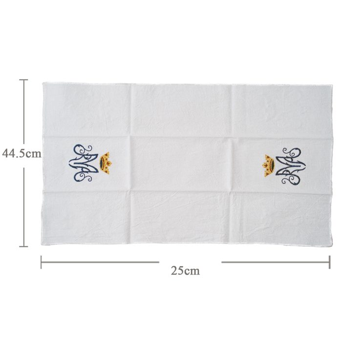 Corporal Cloth - Ave Maria Symbol - Embroidered - 44.5x25cm (Set of 4) Catholic religious art