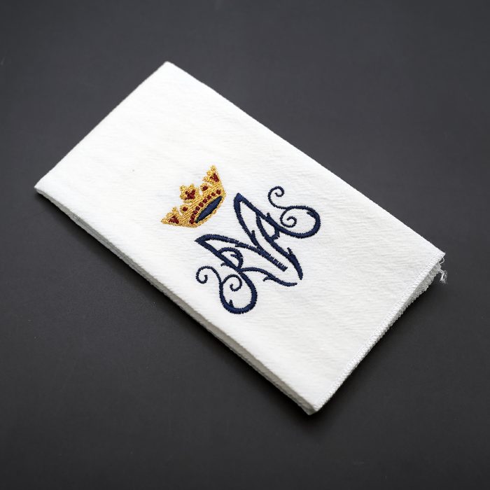 Corporal Cloth - Ave Maria Symbol - Embroidered - 44.5x25cm (Set of 4) Catholic religious art