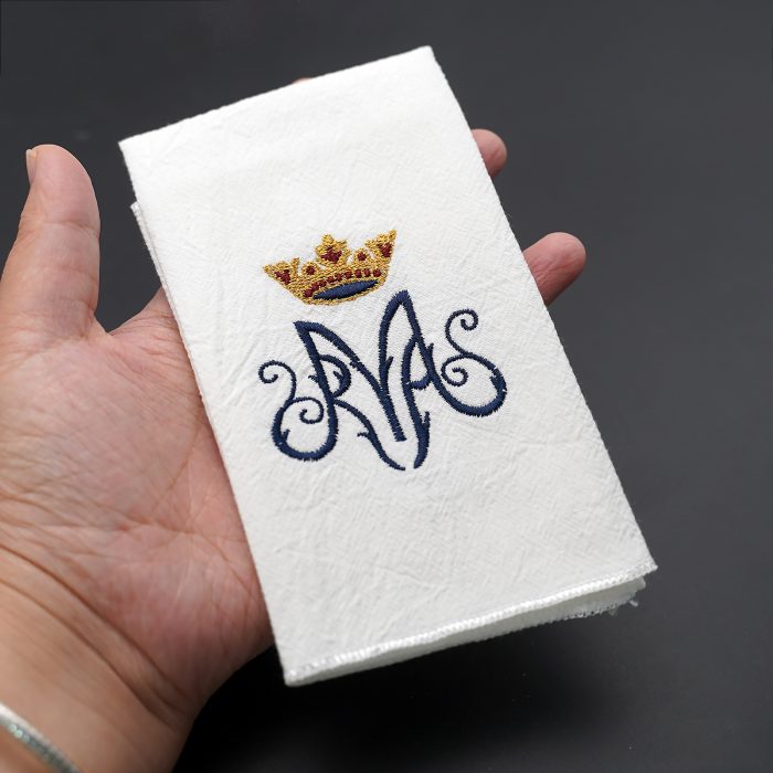 Corporal Cloth - Ave Maria Symbol - Embroidered - 44.5x25cm (Set of 4) Catholic religious art