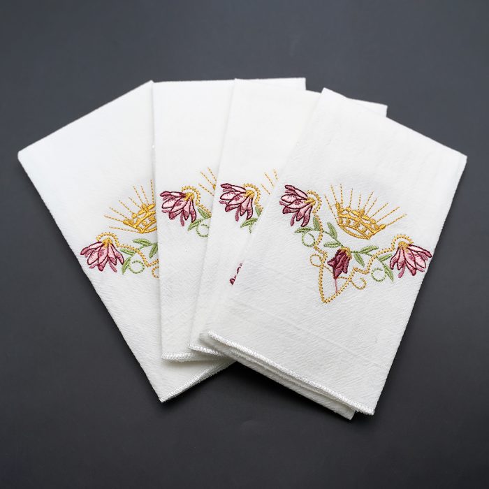 Corporal Cloth - Crown & Fleur-de-lis - Embroidered - 44.5x25cm (Set of 4) Catholic religious art