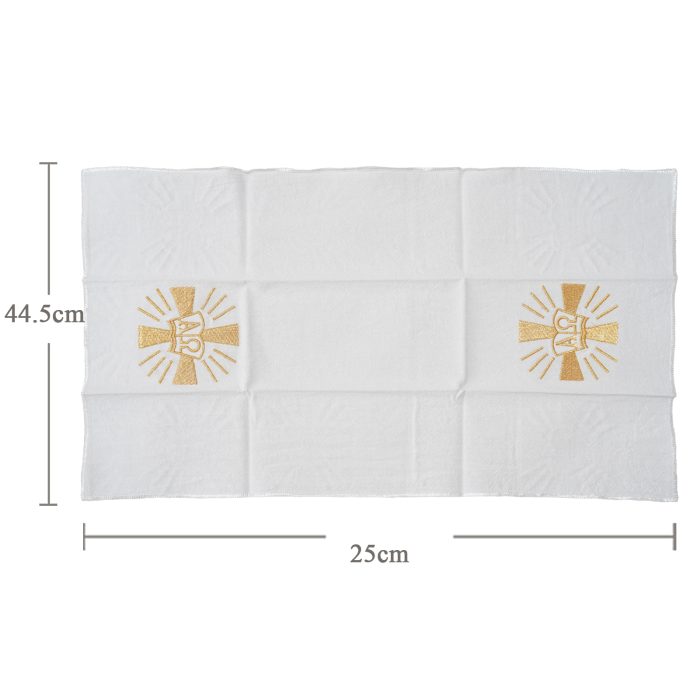 Corporal Cloth - Alpha Omega Symbol - Embroidered - 44.5x25cm (Set of 4) Catholic religious art