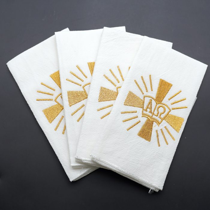 Corporal Cloth - Alpha Omega Symbol - Embroidered - 44.5x25cm (Set of 4) Catholic religious art