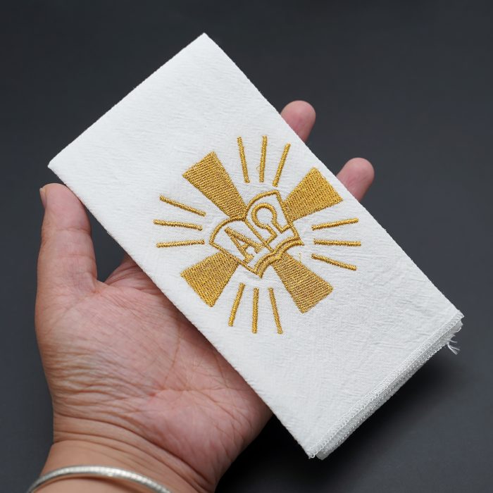Corporal Cloth - Alpha Omega Symbol - Embroidered - 44.5x25cm (Set of 4) Catholic religious art