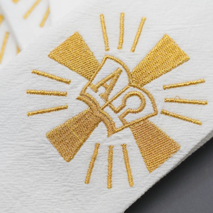 Corporal Cloth - Alpha Omega Symbol - Embroidered - 44.5x25cm (Set of 4) Catholic religious art