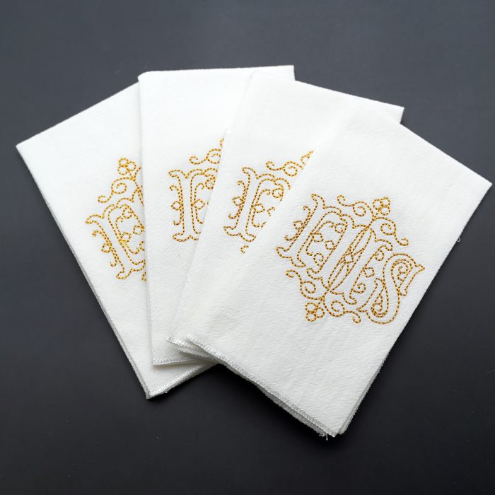 Corporal Cloth - JHS Symbol - Embroidered - 44.5x25cm (Set of 4) Catholic religious art