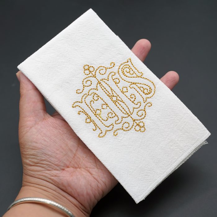 Corporal Cloth - JHS Symbol - Embroidered - 44.5x25cm (Set of 4) Catholic religious art