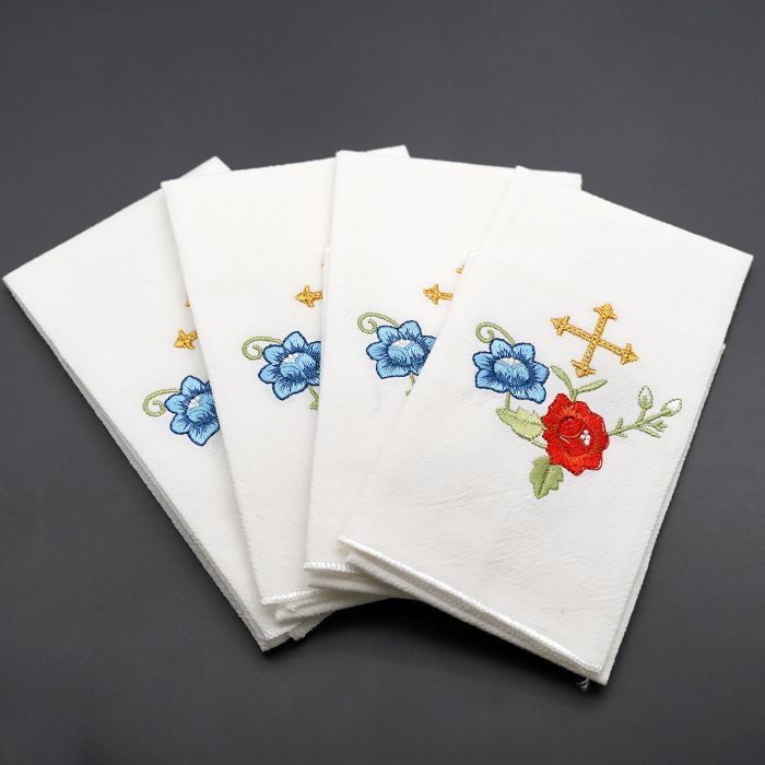 Corporal Cloth - Rose Symbol - Embroidered - 44.5x25cm (Set of 4) Catholic religious art