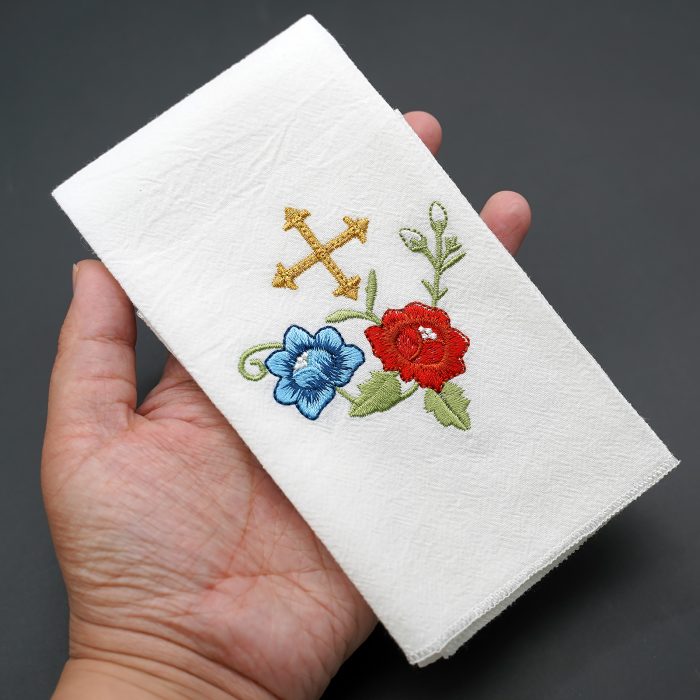 Corporal Cloth - Rose Symbol - Embroidered - 44.5x25cm (Set of 4) Catholic religious art