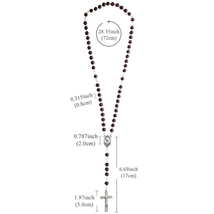 玫瑰念珠-紫檀套装-圣母抱子-彩色-925银浮雕像-带盒 Catholic religious art