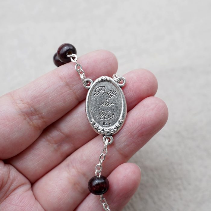 玫瑰念珠-紫檀套装-上主慈悲-彩色-925银浮雕像-带盒 Catholic religious art