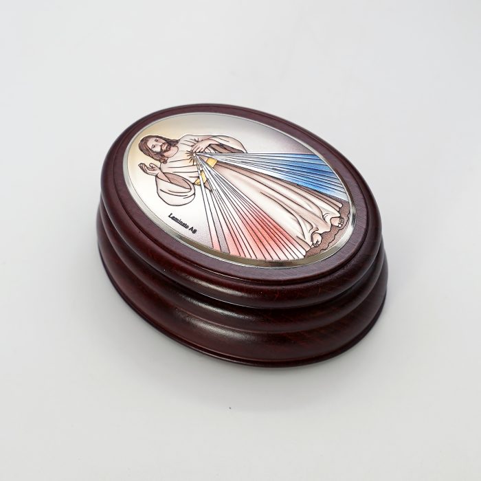 玫瑰念珠-紫檀套装-上主慈悲-彩色-925银浮雕像-带盒 Catholic religious art