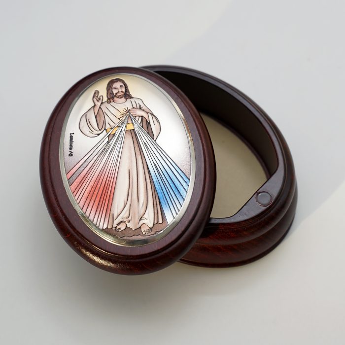 玫瑰念珠-紫檀套装-上主慈悲-彩色-925银浮雕像-带盒 Catholic religious art