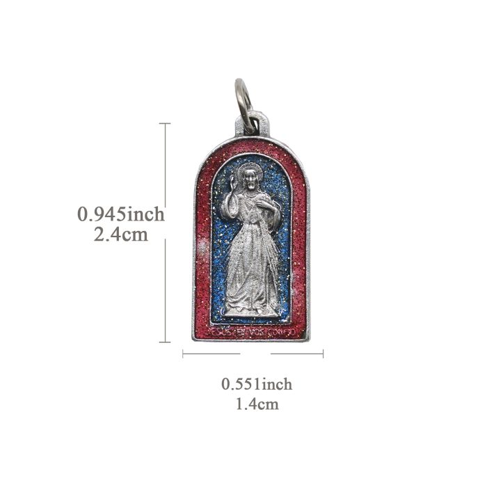 圣牌-傅天娜-上主慈悲-镀珐琅彩-带圈-2.4x1.4cm Catholic religious art