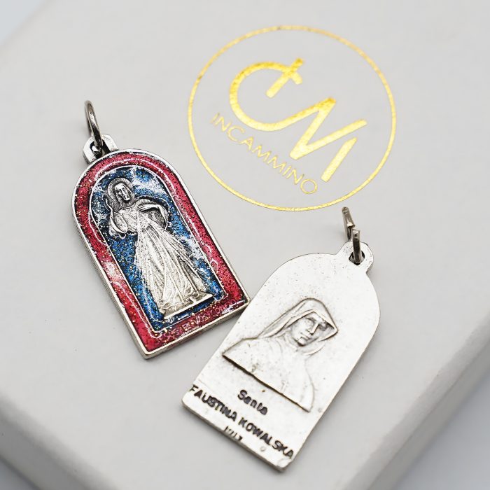 圣牌-傅天娜-上主慈悲-镀珐琅彩-带圈-2.4x1.4cm Catholic religious art