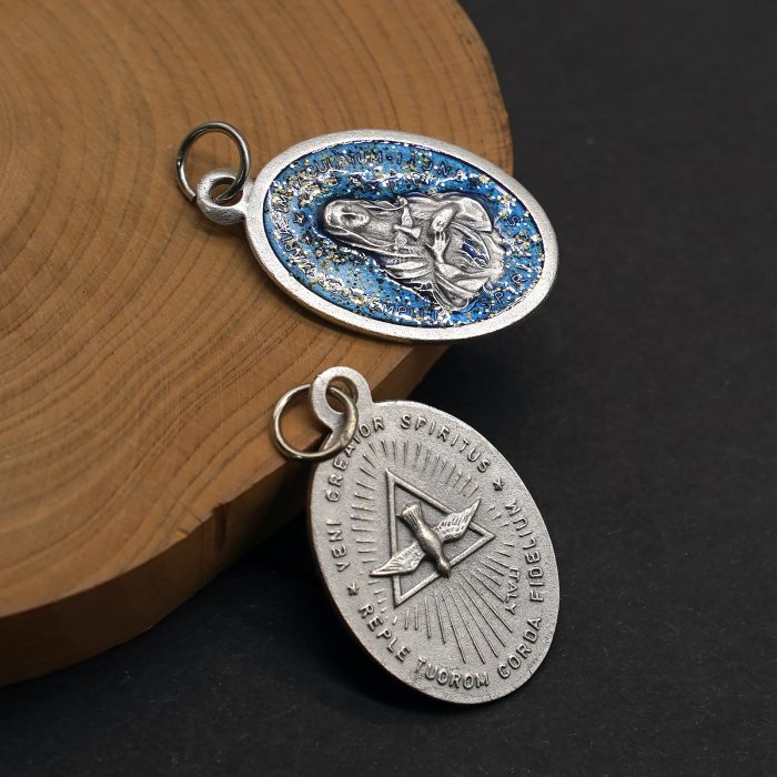 合金圣牌-圣神-蓝珐琅带圈2.5x1.8cm Catholic religious art