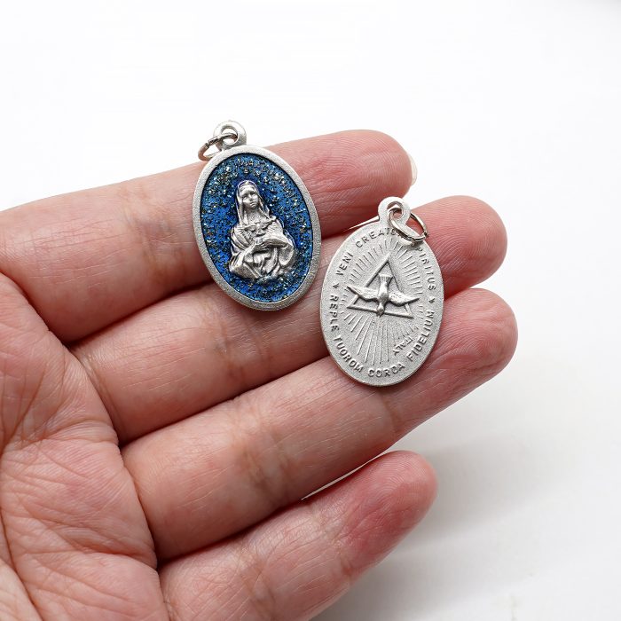 合金圣牌-圣神-蓝珐琅带圈2.5x1.8cm Catholic religious art