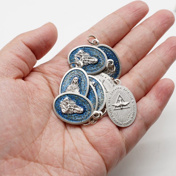 合金圣牌-圣神-蓝珐琅带圈2.5x1.8cm Catholic religious art