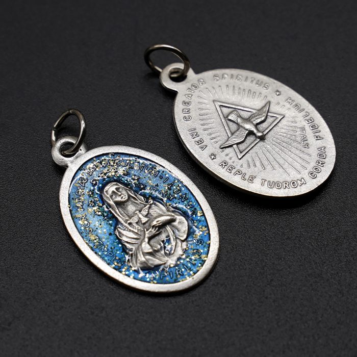 合金圣牌-圣神-蓝珐琅带圈2.5x1.8cm Catholic religious art