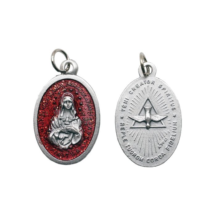 合金圣牌-圣神-红珐琅带圈2.5x1.8cm Catholic religious art