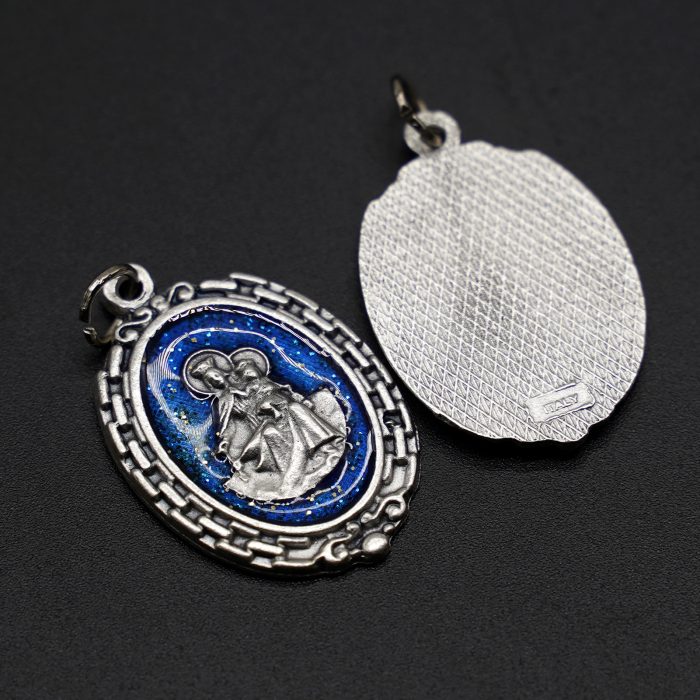 DIY小吊牌-圣衣-锌合金-蓝珐琅-2.8cm Catholic religious art