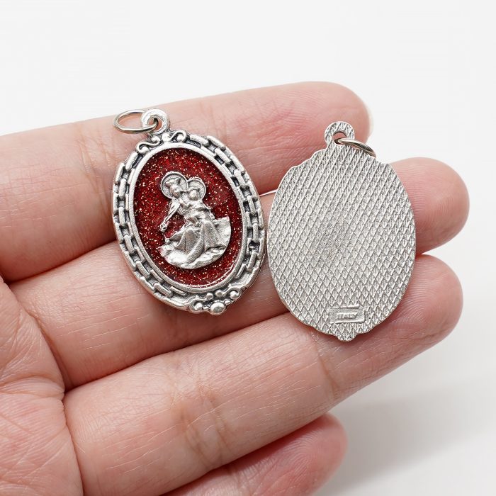 DIY小吊牌-圣衣-锌合金-红珐琅-2.8cm Catholic religious art