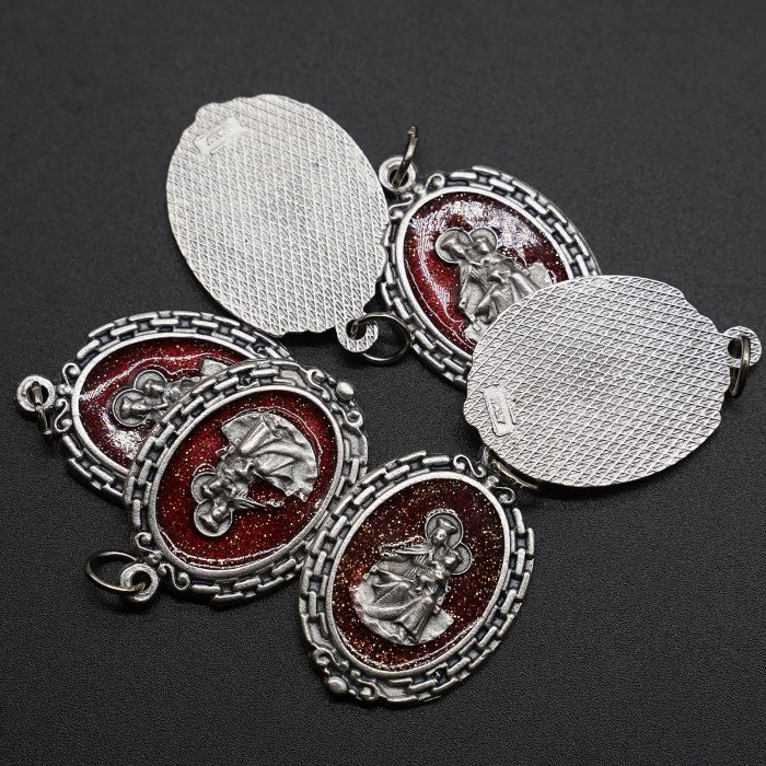 DIY小吊牌-圣衣-锌合金-红珐琅-2.8cm Catholic religious art