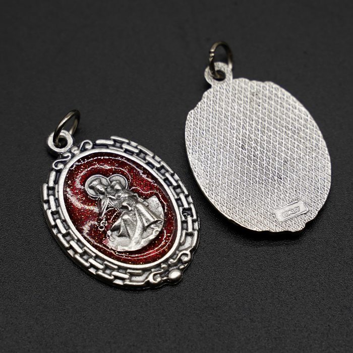 DIY小吊牌-圣衣-锌合金-红珐琅-2.8cm Catholic religious art