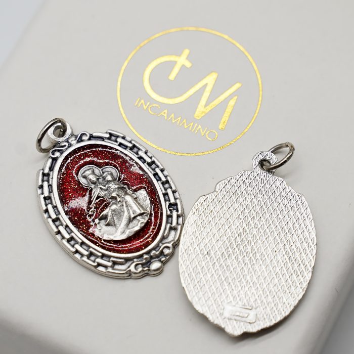 DIY小吊牌-圣衣-锌合金-红珐琅-2.8cm Catholic religious art