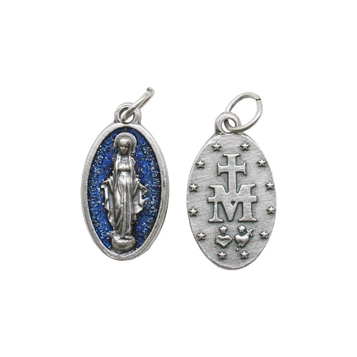 DIY小吊牌-椭圆-圣母显灵-蓝珐琅处理-2x1.3cm Catholic religious art