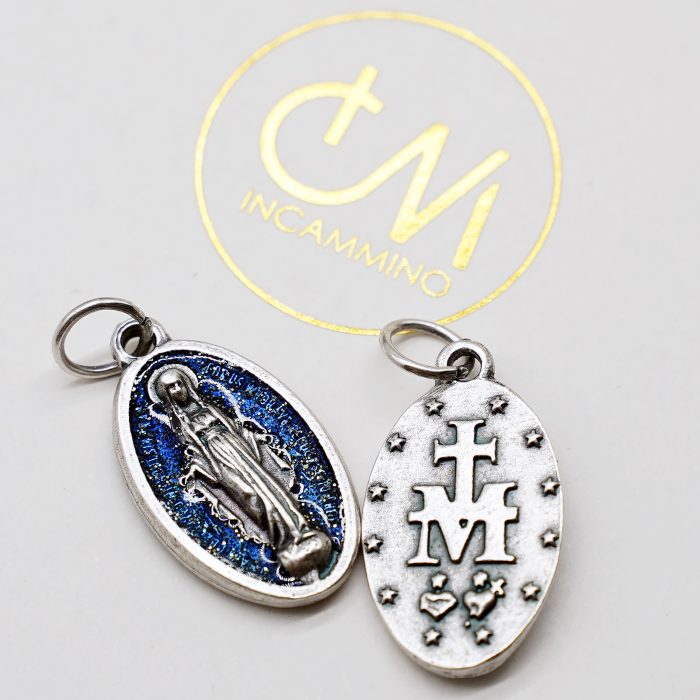 DIY小吊牌-椭圆-圣母显灵-蓝珐琅处理-2x1.3cm Catholic religious art